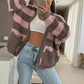 💖SISTE DAGS SALG 50 % RABATT🥰Stilig stripet genser med åpen front for kvinner
