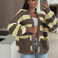 💖SISTE DAGS SALG 50 % RABATT🥰Stilig stripet genser med åpen front for kvinner