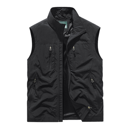 Oversized sleeveless vest med lommer for menn