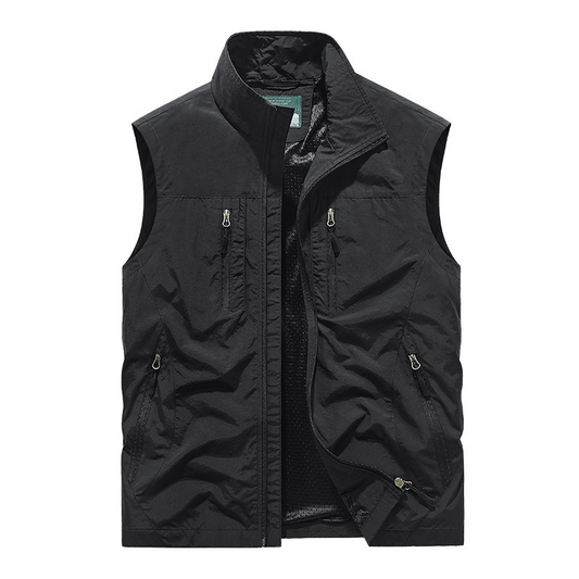 Oversized sleeveless vest med lommer for menn