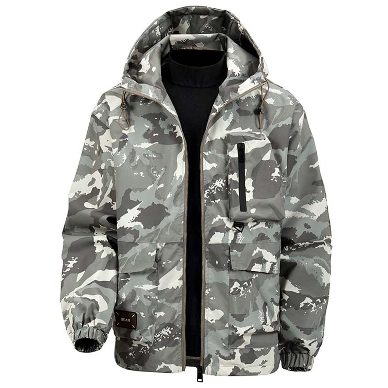 🦅 Herre Camouflage Jakke: Hette, Flere Lommer & Værbestandig – Perfekt For Utendørs & Byen!