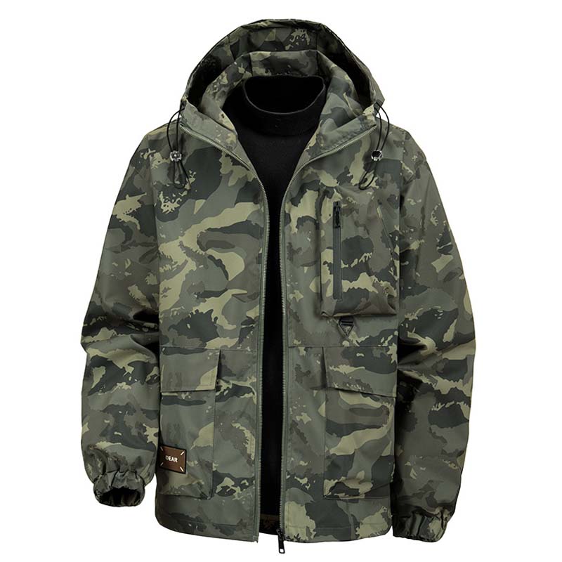 🦅 Herre Camouflage Jakke: Hette, Flere Lommer & Værbestandig – Perfekt For Utendørs & Byen!