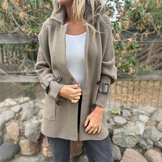 ❄️🍂Kort damekåpe med doble knapper og revers -❤️‍🔥Hold deg varm denne vinteren!