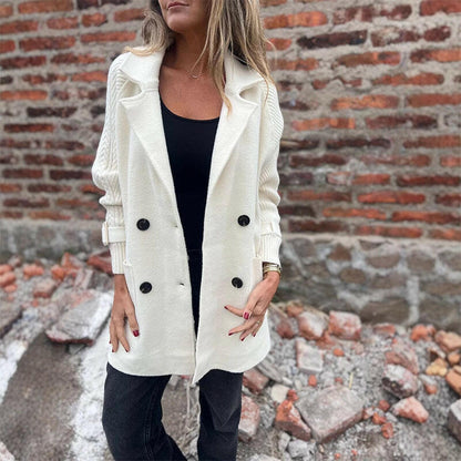 ❄️🍂Kort damekåpe med doble knapper og revers -❤️‍🔥Hold deg varm denne vinteren!