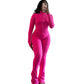 Sexy Solid Color Long-Sleeve Top & Pants Set