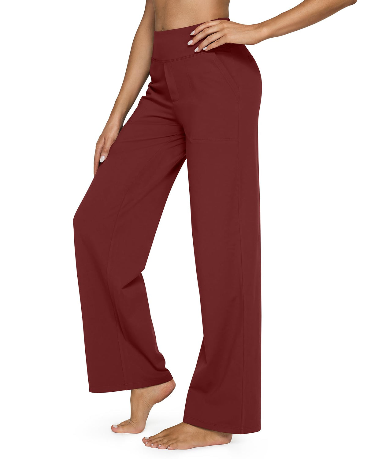 💖Damebukse med høy midje, stretch, casual yoga, vide ben
