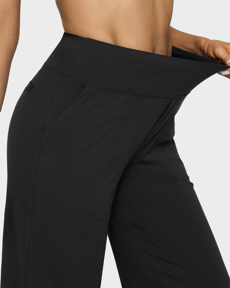 💖Damebukse med høy midje, stretch, casual yoga, vide ben