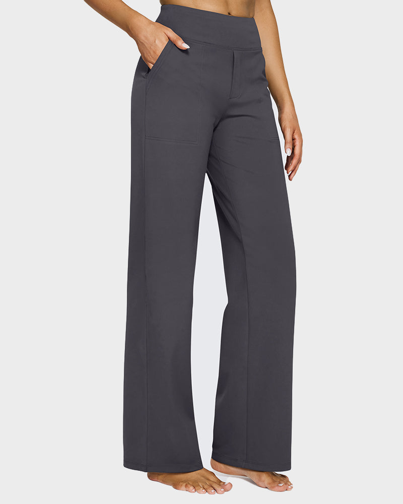 💖Damebukse med høy midje, stretch, casual yoga, vide ben