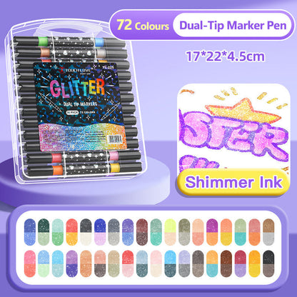 🔥Hot Sale🎁Glittermarkerpenne med to spisser