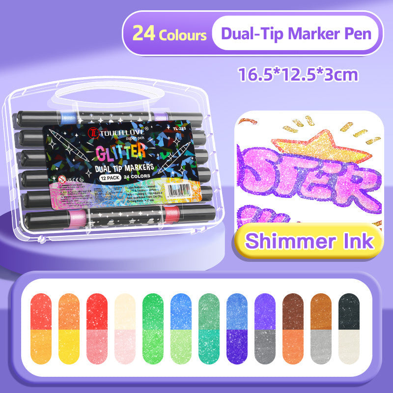 🔥Hot Sale🎁Glittermarkerpenne med to spisser