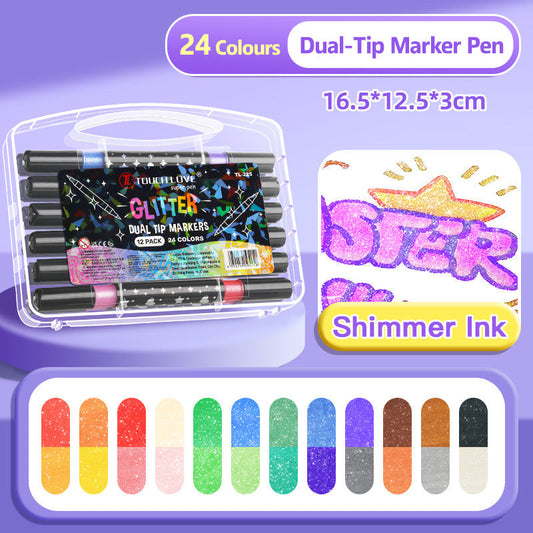 🔥Hot Sale🎁Glittermarkerpenne med to spisser