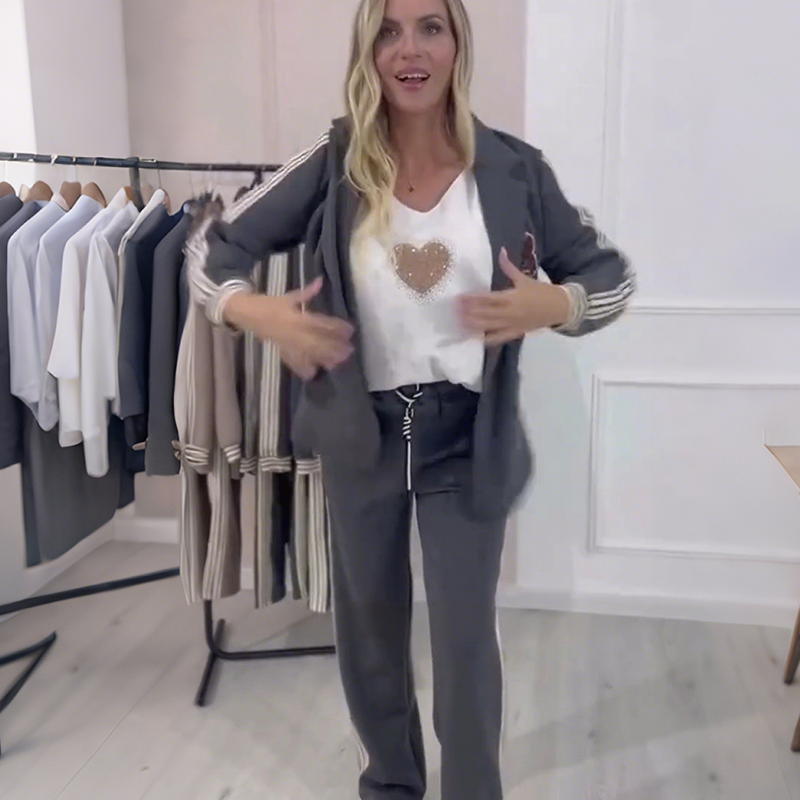 Mote Side Striped Blazer & Pants 2-delers sett