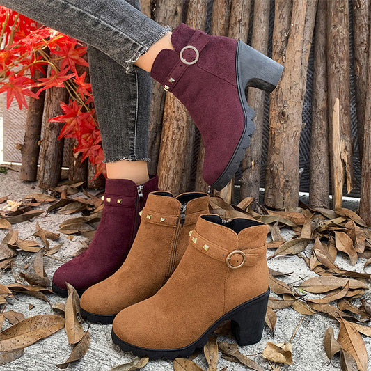 Damemote Chunky Heel ankelstøvler