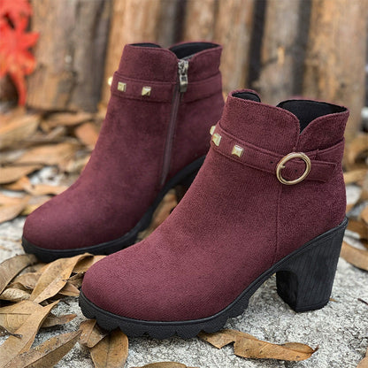 Damemote Chunky Heel ankelstøvler