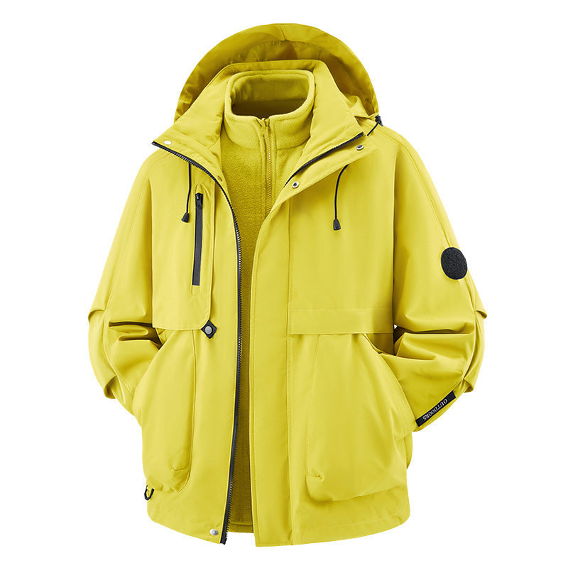 Unisex🏔️3-i-1 vindtett og vanntett utendørsjakke -👍Isolert fôr og avtakbar hette!