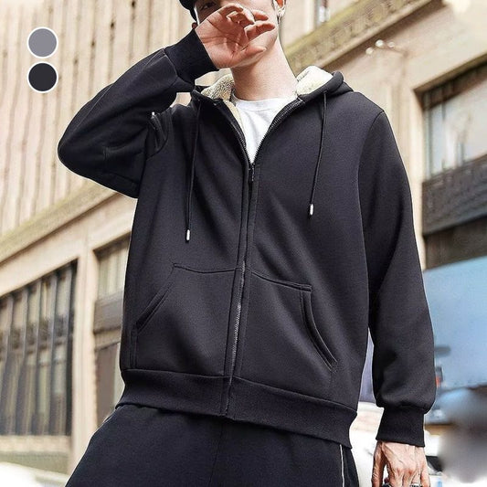 Men’s Thickened Faux Cashmere Hoodie Cardigan