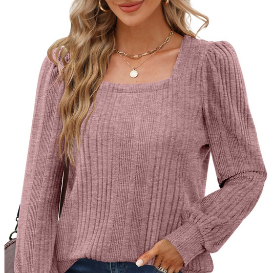 Women’s Square Neck Puff Sleeves Sweatshirt