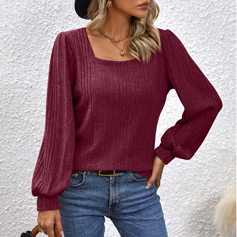 Women’s Square Neck Puff Sleeves Sweatshirt