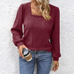 Women’s Square Neck Puff Sleeves Sweatshirt