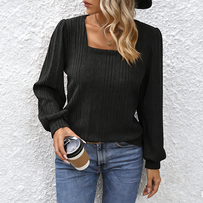 Women’s Square Neck Puff Sleeves Sweatshirt