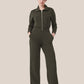 🔥AirEase Sleeve Wide-Leg Jumpsuit –👏4-veis stretch, glidelås foran og praktiske lommer!