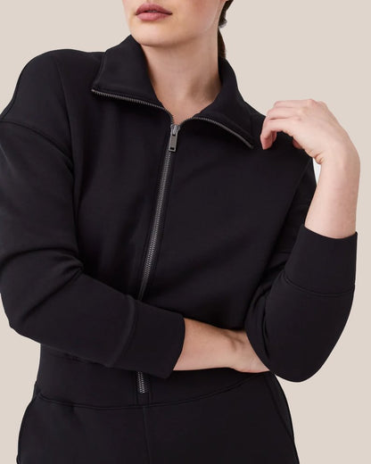 🔥AirEase Sleeve Wide-Leg Jumpsuit –👏4-veis stretch, glidelås foran og praktiske lommer!