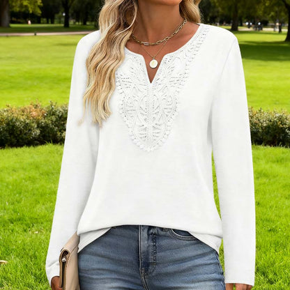 Nytt!🌟Elegant V-hals langermet topp for kvinner