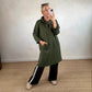 Oversized lang hettegenser med lommer for kvinner