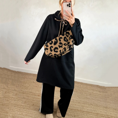 Oversized lang hettegenser med lommer for kvinner