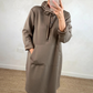Oversized lang hettegenser med lommer for kvinner