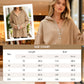 🎉🧥 Langermet hettegenser for damer – V-hals med knappedetaljer, avslappet passform og sideslisser – uanstrengt stilig🌸✨