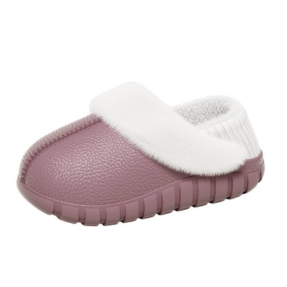 Plush-fôrede bomullstøfler med dekket hæl -🥰Fôret er avtakbart og kan vaskes i maskin!