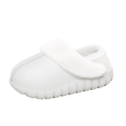 Plush-fôrede bomullstøfler med dekket hæl -🥰Fôret er avtakbart og kan vaskes i maskin!