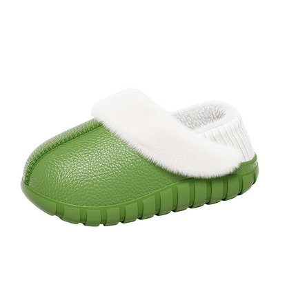 Plush-fôrede bomullstøfler med dekket hæl -🥰Fôret er avtakbart og kan vaskes i maskin!