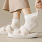 Tykkere, varme ensfargede sokker til kvinner, som går til midt på leggen (50 % rabatt)