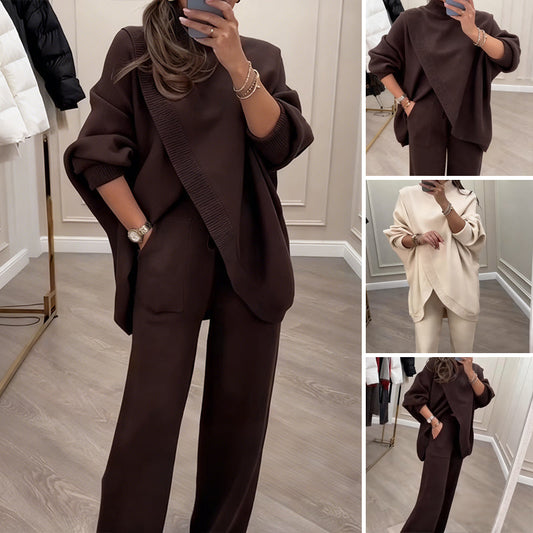 2-delt sett med oversized genser og bukser for damer