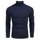 Vinterstrikket herregenser med høyhals og smal passform