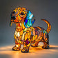 Fargeblokkerende valpestatue LED-bordlampe