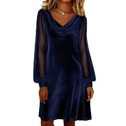 👗Elegant, knelang etuikjole med cowl-hals til damer✨