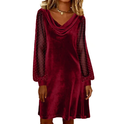 👗Elegant, knelang etuikjole med cowl-hals til damer✨
