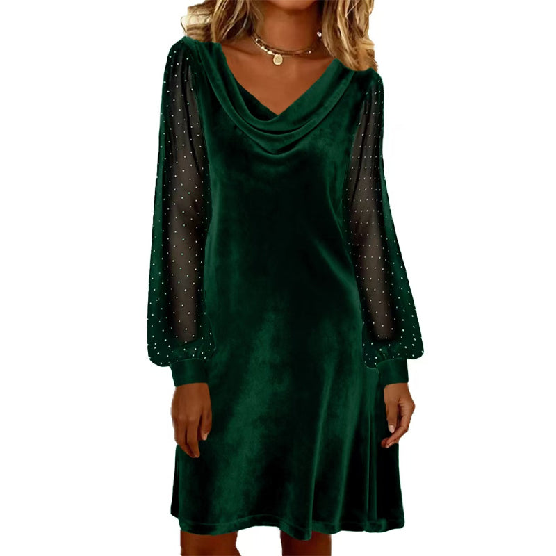 👗Elegant, knelang etuikjole med cowl-hals til damer✨