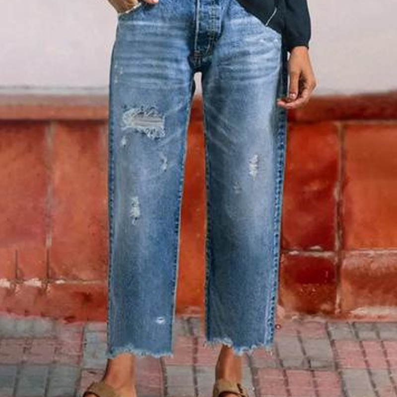 Retro ankellange damejeans med rette ben