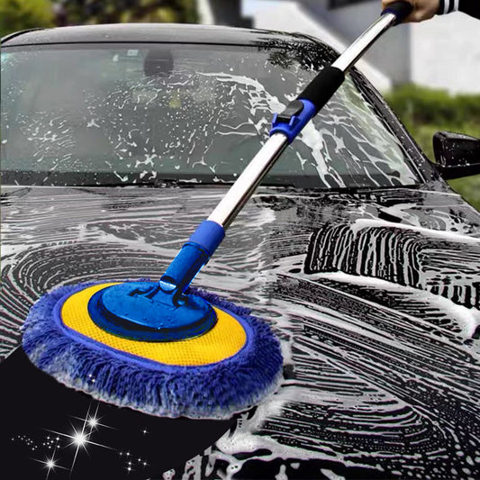 🚗50% RABATT NÅ!🧽Slitesterk teleskopisk bilvaskmopp med langt håndtak i aluminium – myk mikrofiber, riper ikke og justerbar lengde✨