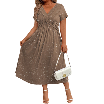 💗Elegant kjole med V-hals og vridd front for damer💗✨La sjarmen din skinne klart