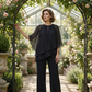 🔥Elegant todelt sett: bluse med asymmetrisk kant og vide bukser
