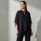 🔥Elegant todelt sett: bluse med asymmetrisk kant og vide bukser