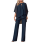 🔥Elegant todelt sett: bluse med asymmetrisk kant og vide bukser