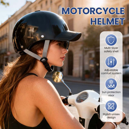 Unisex motorsykkelhjelm i baseballcap-stil