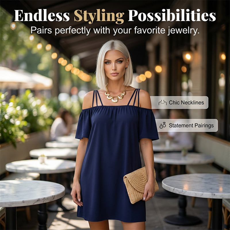 🔥50% RABATT!👗 Elegant ensfarget minikjole for damer