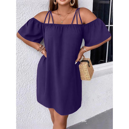 🔥50% RABATT!👗 Elegant ensfarget minikjole for damer